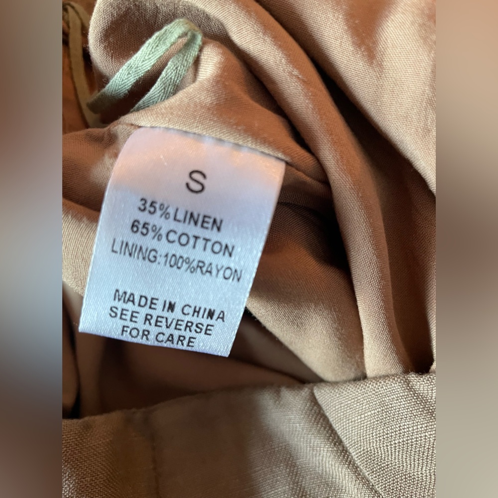 Wide-Leg Tan Linen Pants - Picture 7 of 7